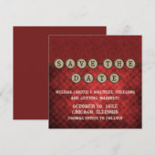 Red Steampunk Keys Save the Date Invitation (Devant / Derrière)