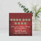 Red Steampunk Keys Save the Date Invitation (Debout devant)
