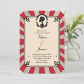Red Steampunk Skeleton Vintage Wedding Invitation (Debout devant)