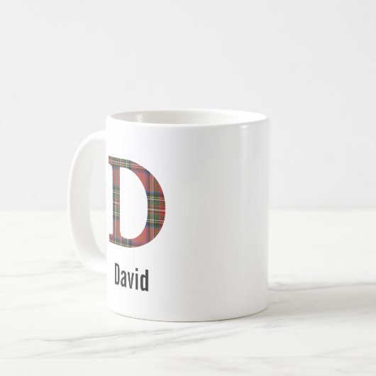 Red Stewart A Plaid Monogram D Mug (Devant gauche)