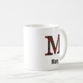 Red Stewart Plaid Monogram M Mug (Devant droit)