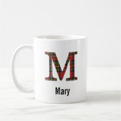 Red Stewart Plaid Monogram M Mug (Gauche)