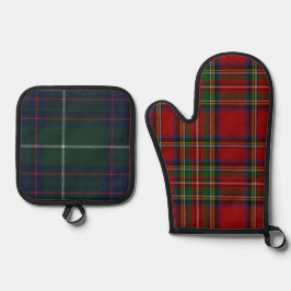 Red Stewart Plaid Tartan for Christmas Ovenwant & Pannenlap Set