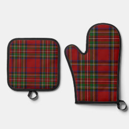 Red Stewart Plaid Tartan for Christmas Ovenwant & Pannenlap Set