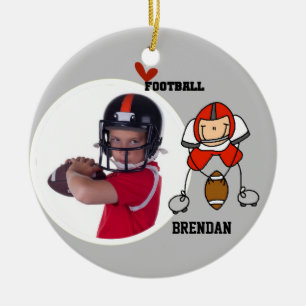 Red Stick Figuur Football Player Photo Ornament