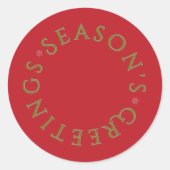 Red Sticker- Gold Typography Ronde Sticker (Voorkant)