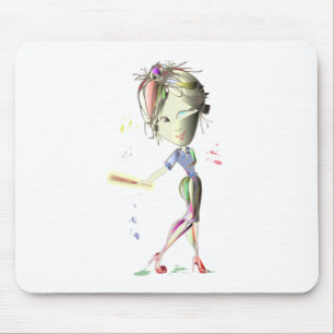 Red Stiletto Girl speelt honkbal! Kunst Muismat