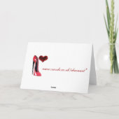 Red Stiletto Shoe en 3D Heart Kaart (Achterkant)