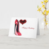 Red Stiletto Shoe en 3D Heart Kaart (Gele Bloem)