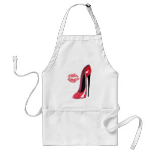 Red Stiletto Shoe en Kiss Art Standaard Schort