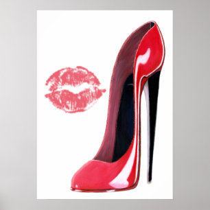 Red Stiletto Shoe en Kiss Poster