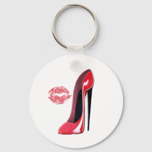 Red Stiletto Shoe en Kiss Sleutelhanger