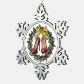 Red Stiletto Shoe Pewter Snowflake Ornament (Rechts)