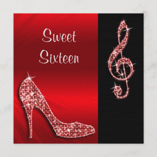 Red Stiletto & Treble Cleft Sweet 16 Kaart