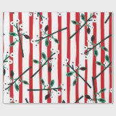 Red Stipe Christmas Wrapping Paper Cadeaupapier (Vlak)