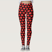 Red Stitched Lips Pattern Leggings (Voorkant)