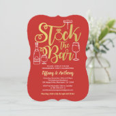 Red Stock de bar uitnodiging verlovingsfeest goud (Staand voorkant)
