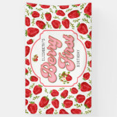Red Strawberry 1st Birthday Party Berry First Spandoek (Verticaal)