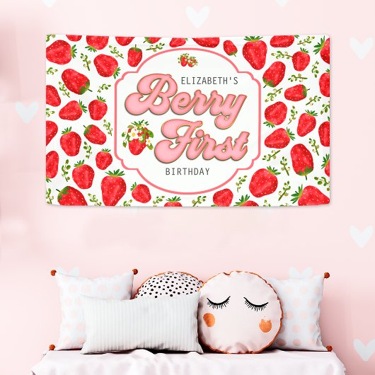 Red Strawberry 1st Birthday Party Berry First Spandoek