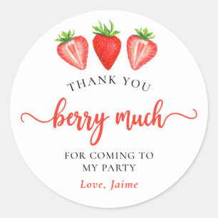 Red Strawberry Birthday Hartelijk dank aan Berry Ronde Sticker