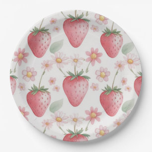 Red Strawberry Daisy verjaardagsfeestje voor haar Papieren Bordje