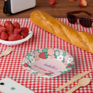 Red Strawberry Daisy verjaardagsfeestje voor haar Papieren Kommen