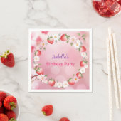 Red Strawberry Daisy verjaardagsfeestje voor haar Servet (Insitu)