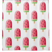 Red Strawberry Ice Cream Pattern Douchegordijn (Voorkant)