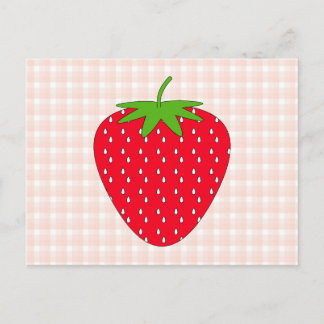 Red Strawberry op Gingham Check. Briefkaart
