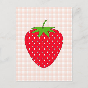 Red Strawberry op Gingham Check. Briefkaart