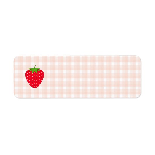 Red Strawberry op Gingham Check. Etiket (Voorkant)