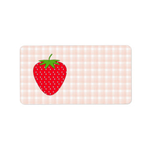 Red Strawberry op Gingham Check. Etiket