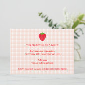 Red Strawberry op Gingham Check. Kaart (Staand voorkant)