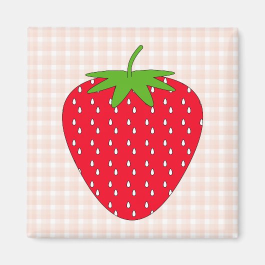Red Strawberry op Gingham Check. Magneet (Voorkant)
