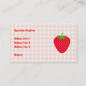 Red Strawberry op Gingham Check. Visitekaartje (Achterkant)