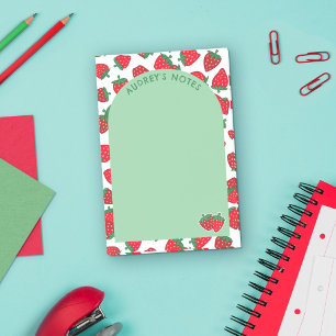 Red Strawberry Pattern Green Arch Naam toevoegen Post-it® Notes