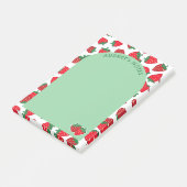 Red Strawberry Pattern Green Arch Naam toevoegen Post-it® Notes (Schuin)
