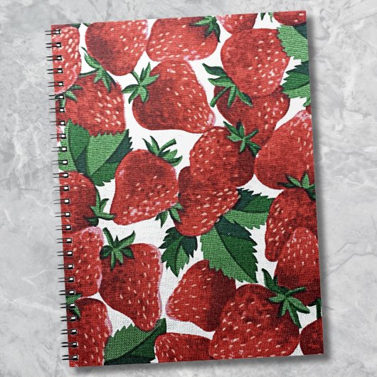 Red Strawberry Pattern Notitieboek