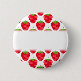 Red Strawberry Pattern. Ronde Button 5,7 Cm