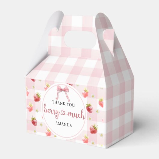 Red Strawberry Pink Plaid Heel erg bedankt Berry Bedankdoosjes (Voorkant Zijde)
