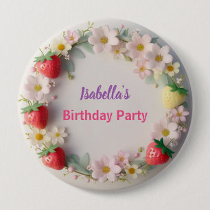 Red Strawberry roze Daisy verjaardagsfeestje voor Ronde Button 4,0 Cm