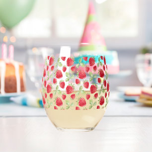 Red Strawberry roze verjaardagsfeestje voor haar Wijnglas Zonder Voet