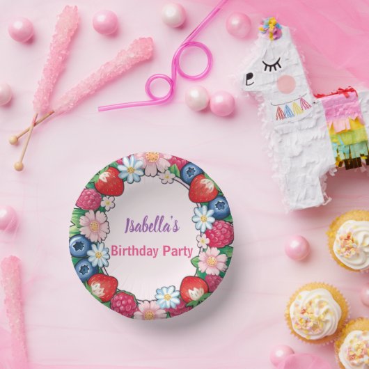 Red Strawberry roze verjaardagsfeestje voor kinder Papieren Kommen (Feest)