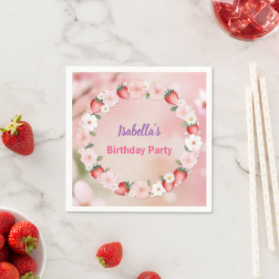 Red Strawberry roze verjaardagsfeestje voor kinder Servet