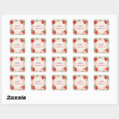 Red Strawberry roze verjaardagsfeestje voor kinder Vierkante Sticker (Vel)