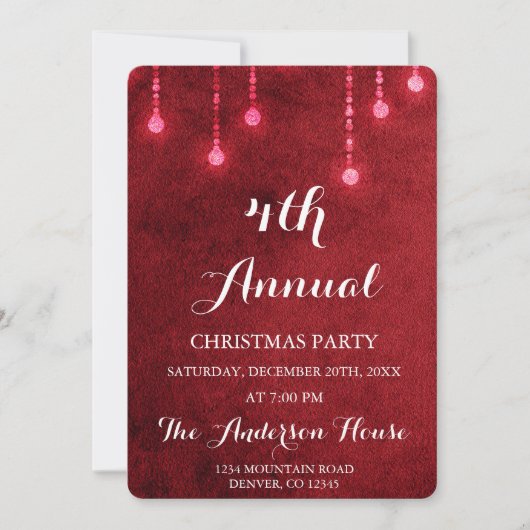 Red String Light Invitation annuelle de Noël (Devant)
