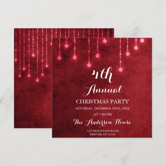 Red String Light Invitation annuelle de Noël (Devant / Derrière)