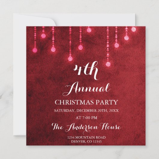 Red String Light Invitation annuelle de Noël (Devant)