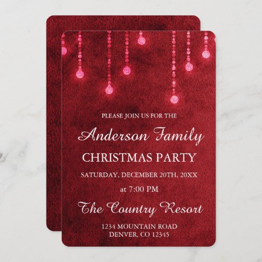 Red String Light jaarlijkse kerstfeest Kaart (Voorkant / Achterkant)