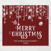 Red String Lights Kerstfeest Sparkling Wijnetiket (Enkel label)